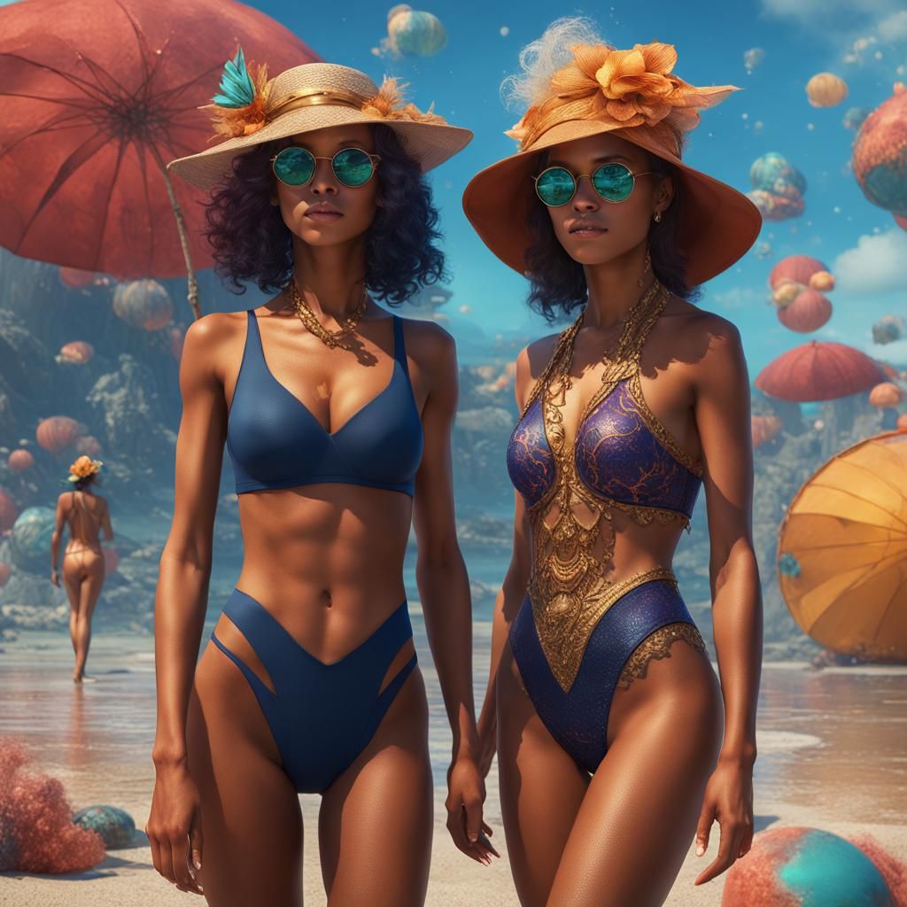 Beach Scene in a Detailed Matte Painting Style