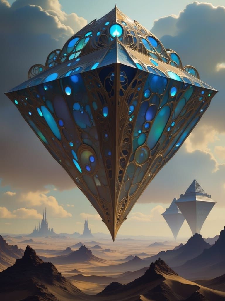 Futuristic Pyramid Skyscrapers in Radiant X-Ray View