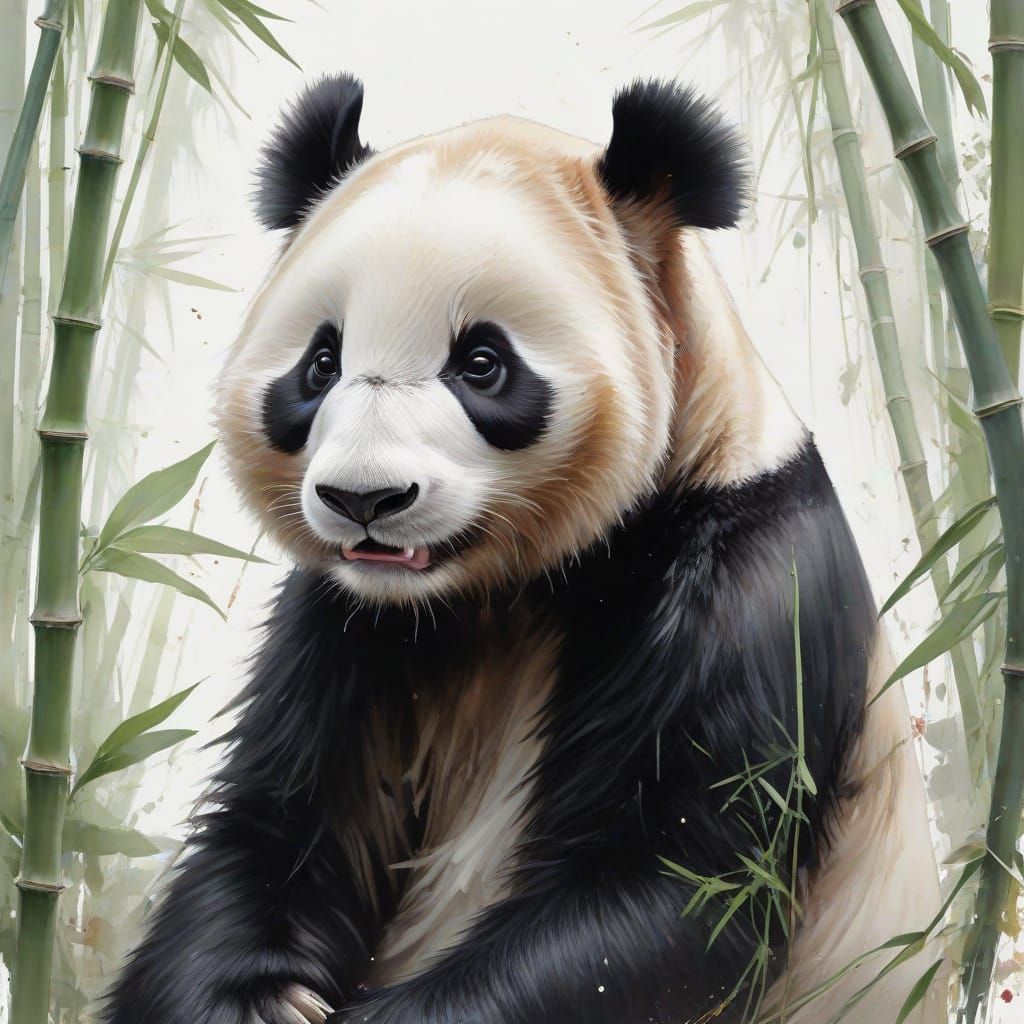 Fantasy Panda in Whimsical Bamboo Forest