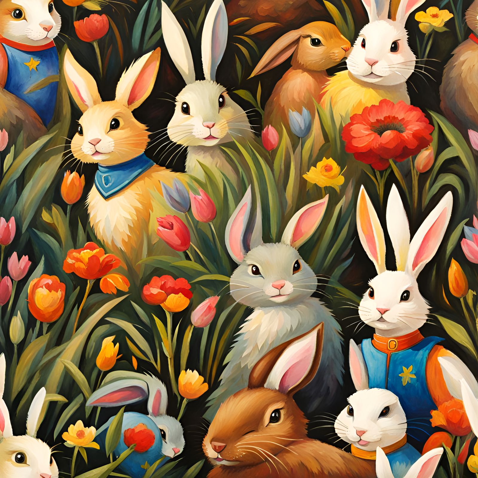 Rabbit Warriors Book Cover in Gouache Style