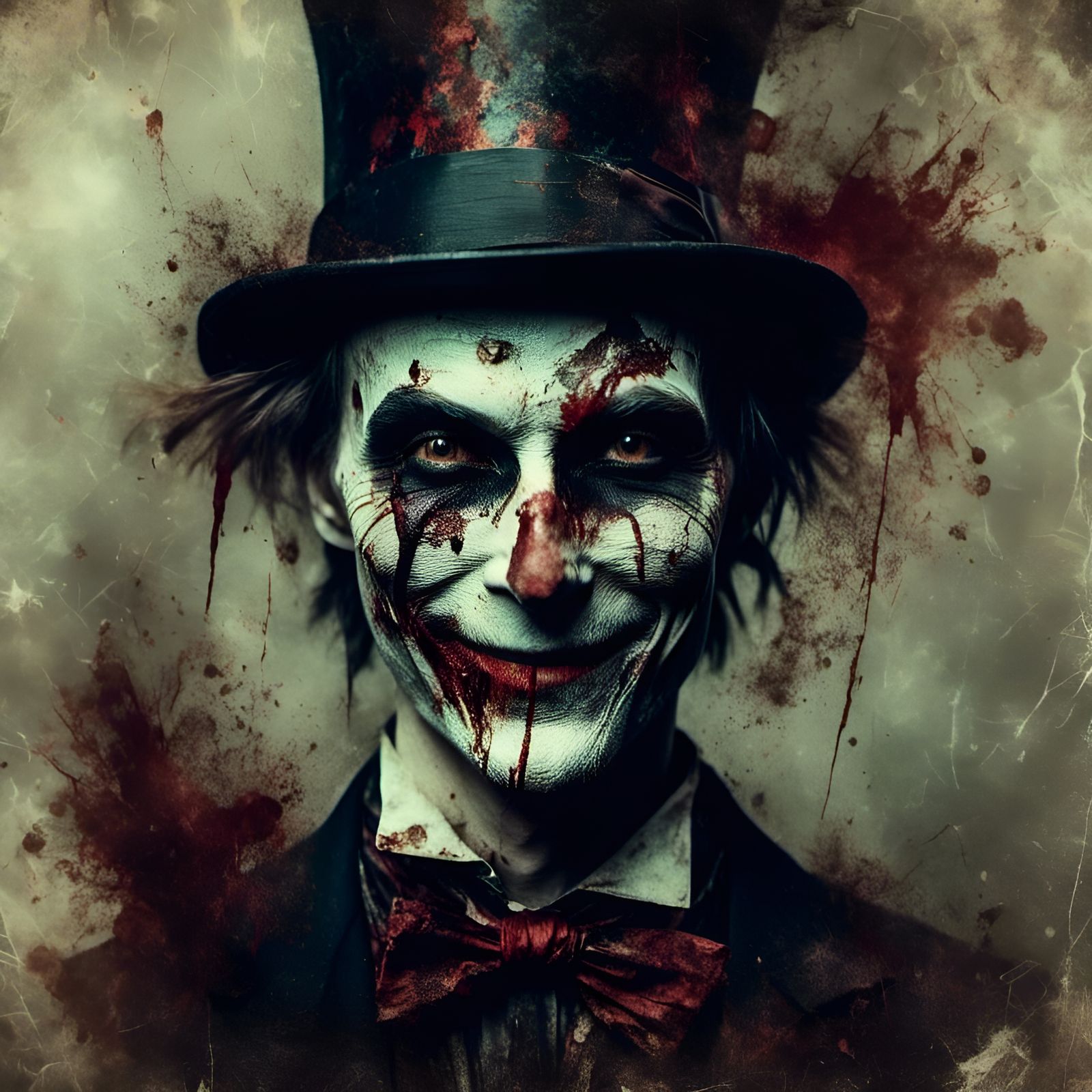 Smiling Magician Stage Portrait in Macabre Style