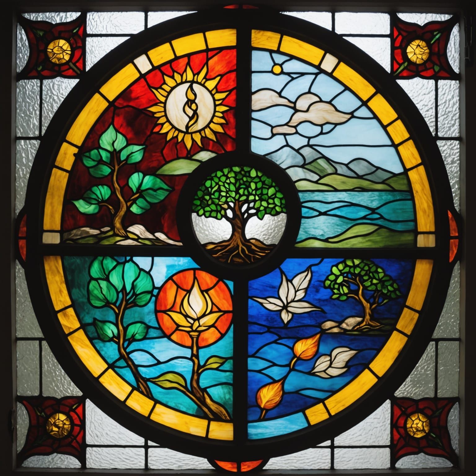 Stained Glass Window of the Four Elements