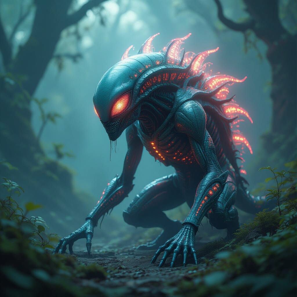 Bizarre Alien Creature in Surrealist Style