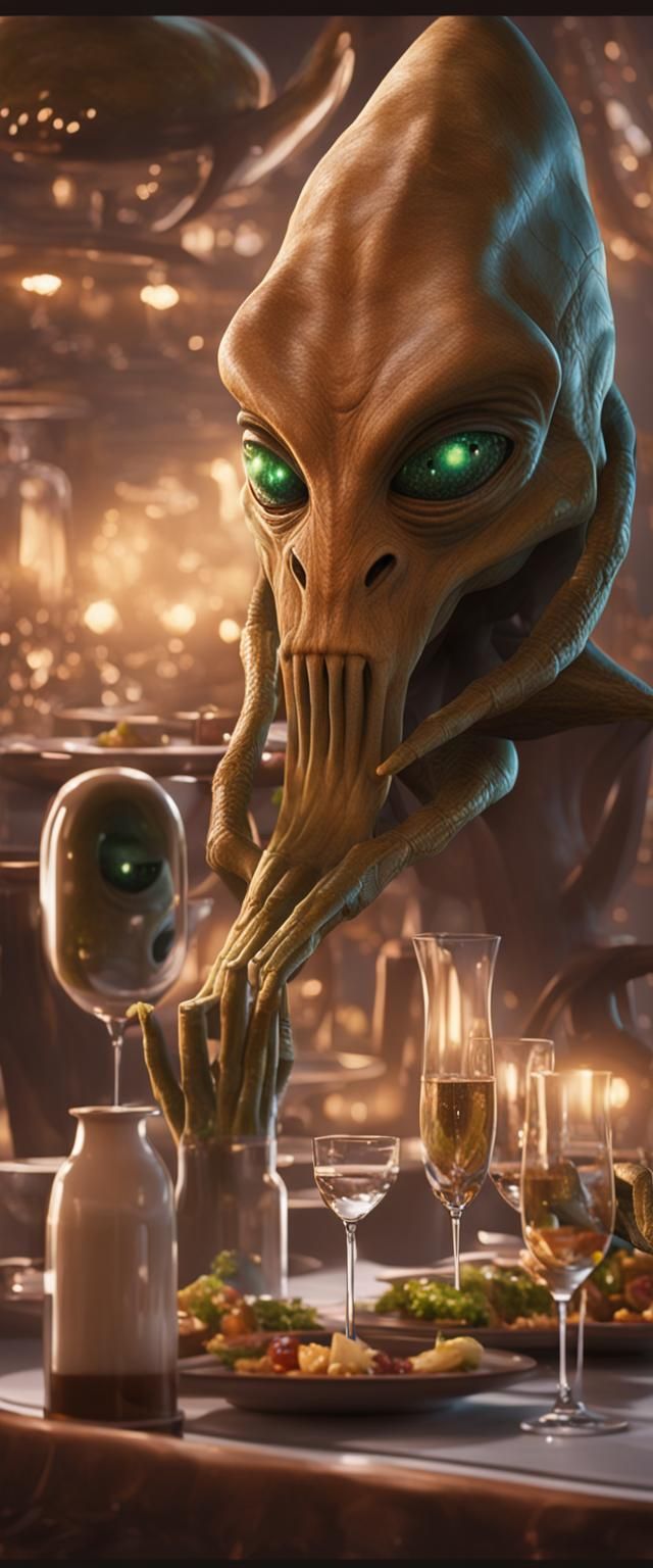 Aliens on a Date Night in Fancy Restaurant
