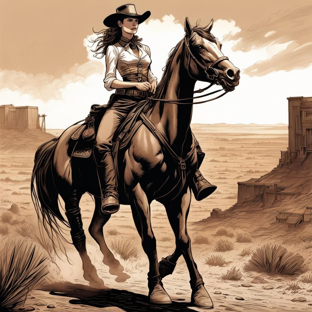 Keira Knightley as 1880s Gunslinger in Comic Book Art