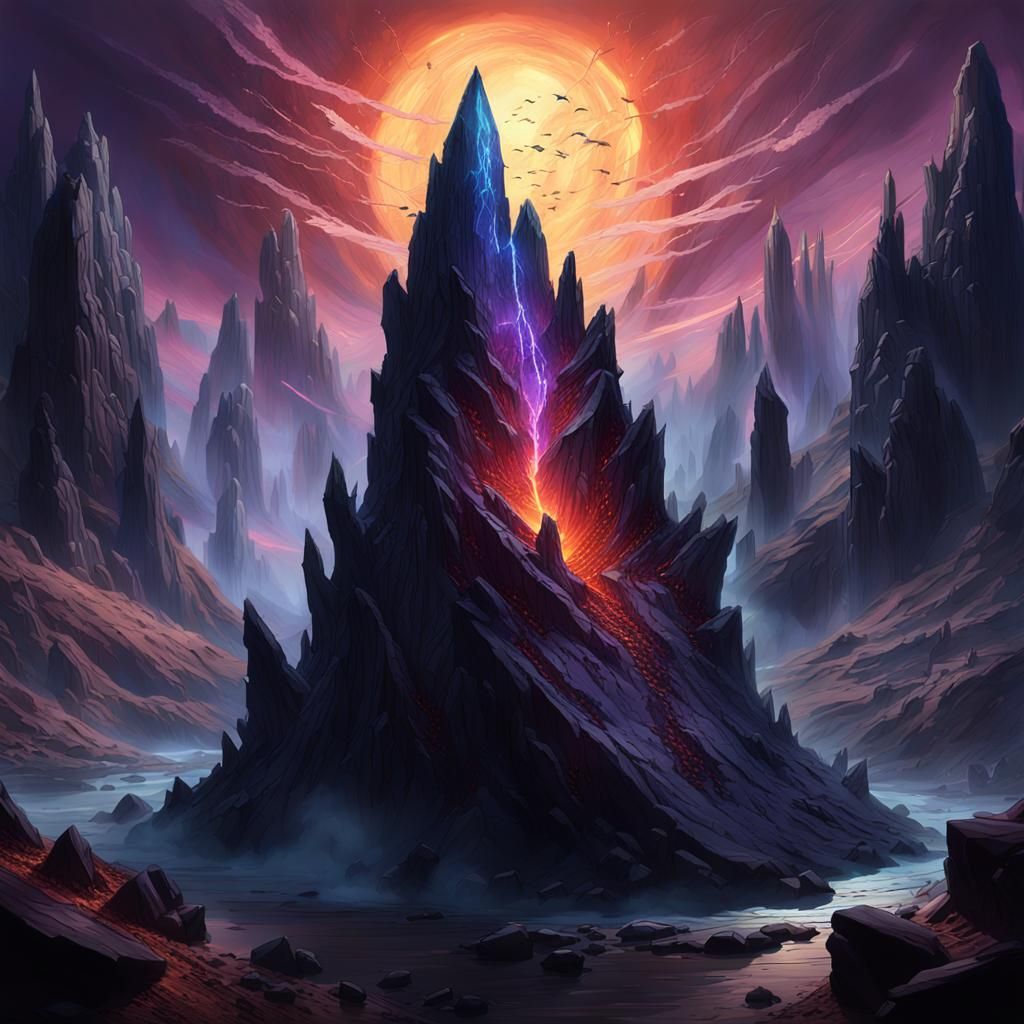 Jagged Blackstone Shard in Magical Environment