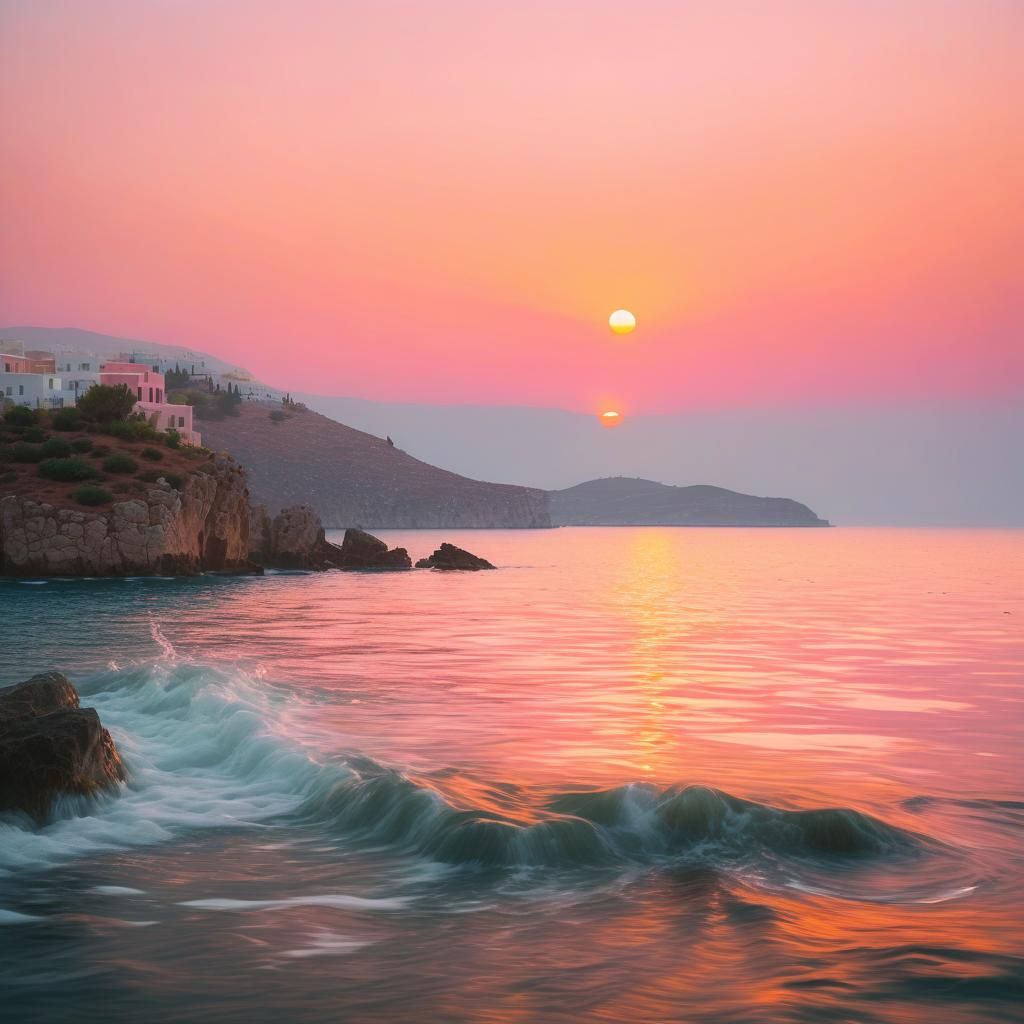 Greek Island Sunrise in Impressionist Style