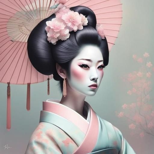 Pastel Geisha Portrait