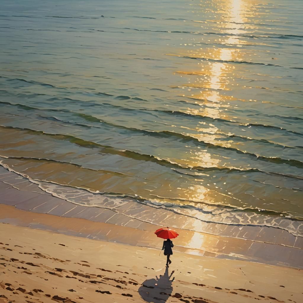 Impressionistic Seascape: Korean Beach at Sunset