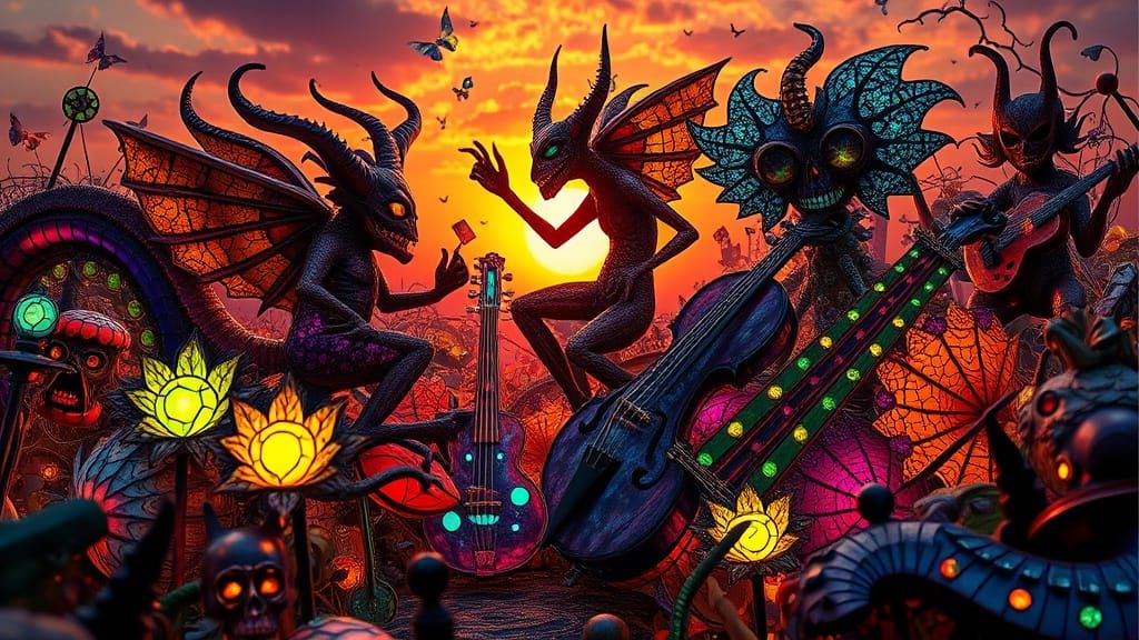 Mystical Spirits in Musical Labyrinth at Sunset