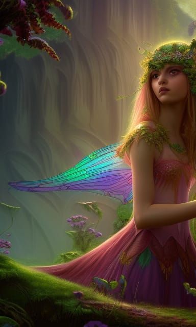 Running Fairy Princess Digital Art in Cosmic Style