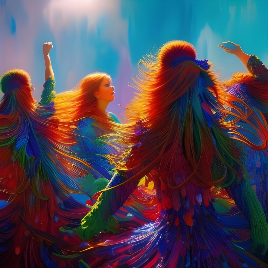 Redheads Dancing in Morning Light, Psychedelic Art