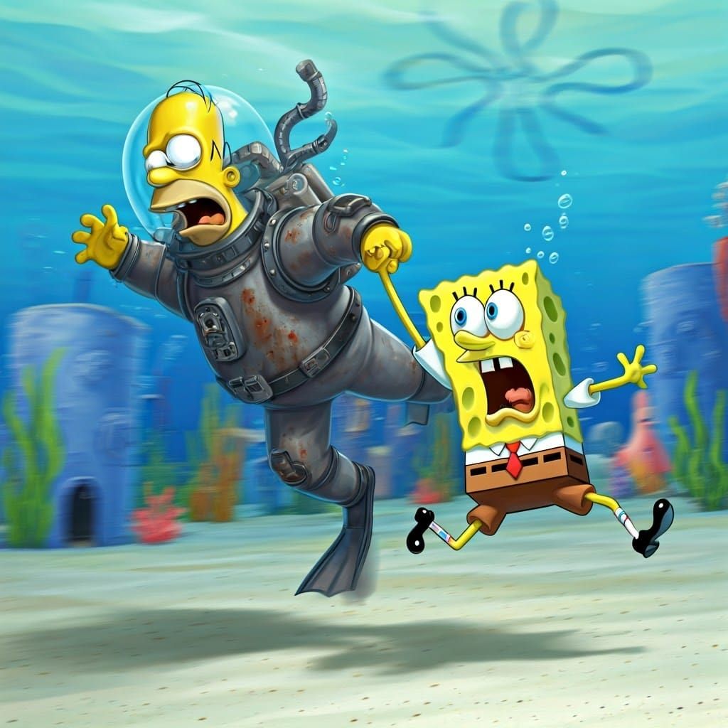 SpongeBob's Frantic Escape from Homer in Bikini Bottom