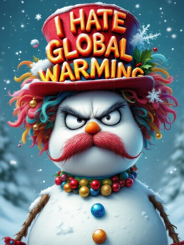Misanthropic Snowman Protests Global Warming in Vibrant, 3D...