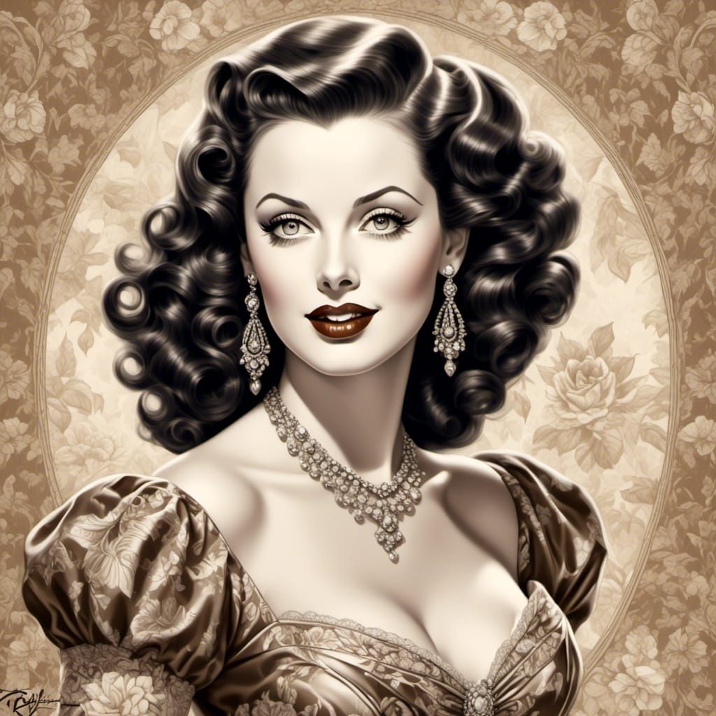 Vintage Sepia Portrait of Hedy Lamarr