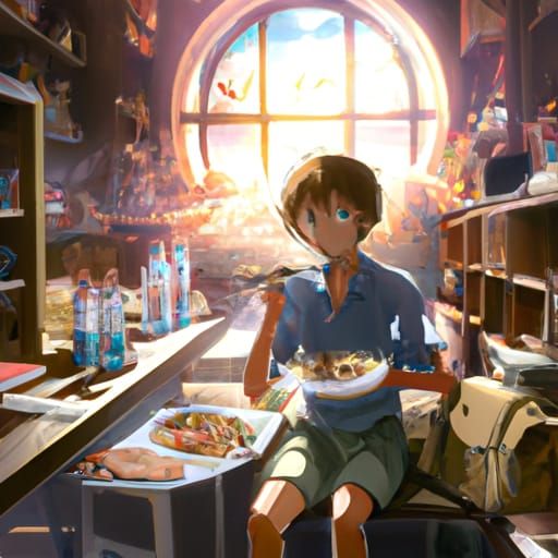 Anime Food Scene in Studio Ghibli Style