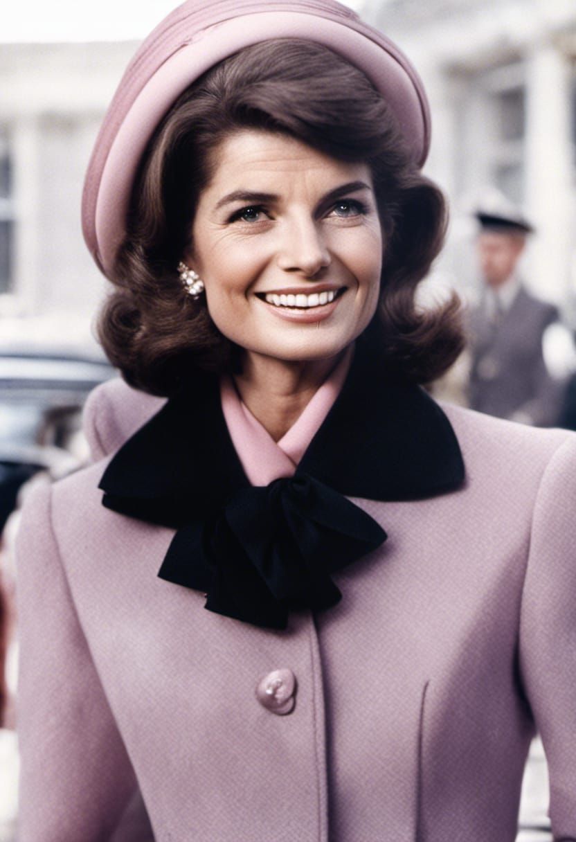 Jackie Kennedy Color Portrait in Pink Suit