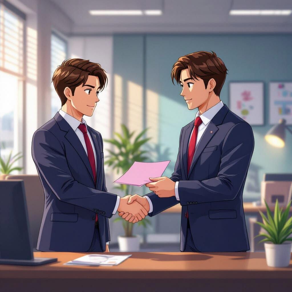 Pink Slip Handed in Japanese Animation Style