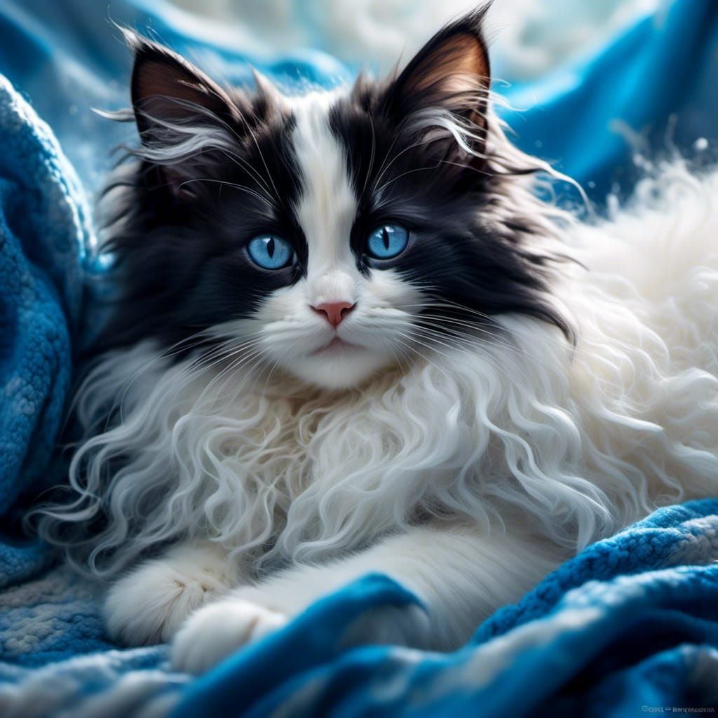 Watercolor Kitten Portrait on Baby Blanket