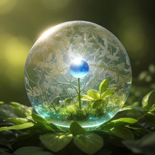 Glowing Crystal Orb in Forest: Ethereal Photography
