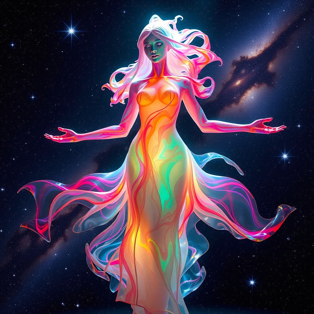 Luminous Woman Sculpture in Translucent Material