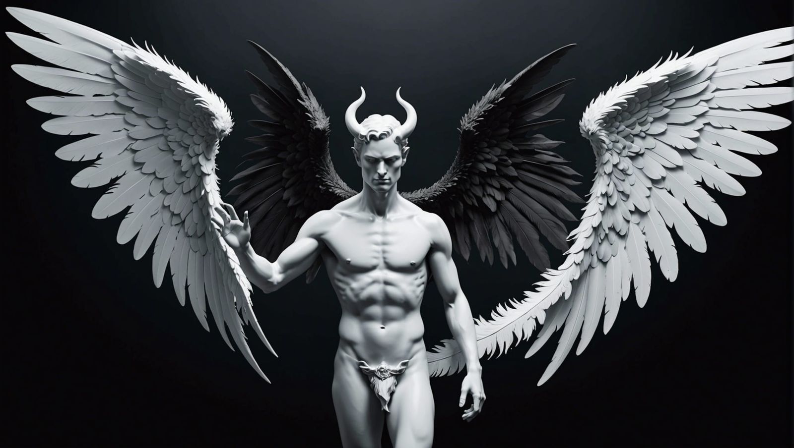 Angel and Demon Double Exposure in Hyper Detail