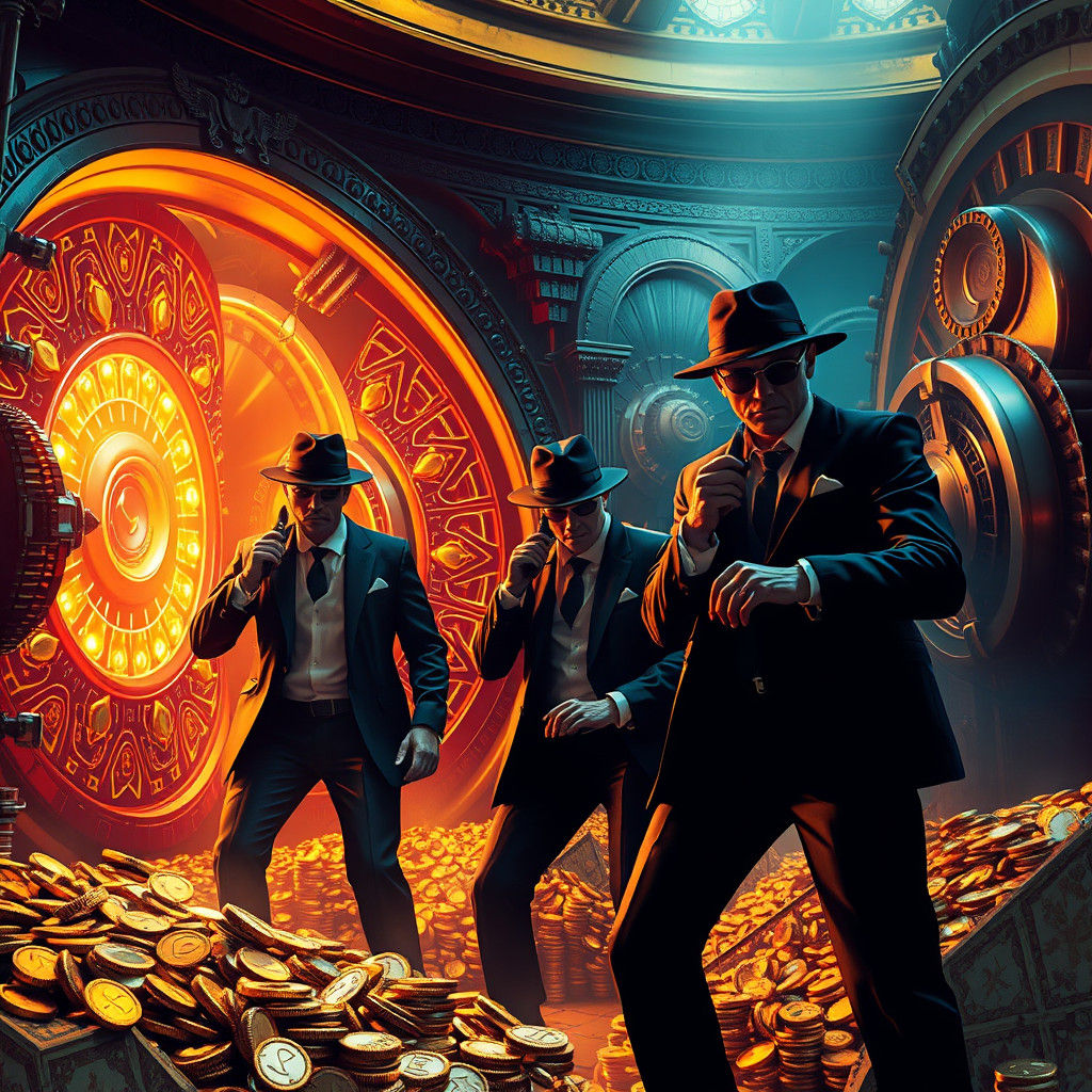 Suited Bank Robbers Heist in Retro-Futuristic Style