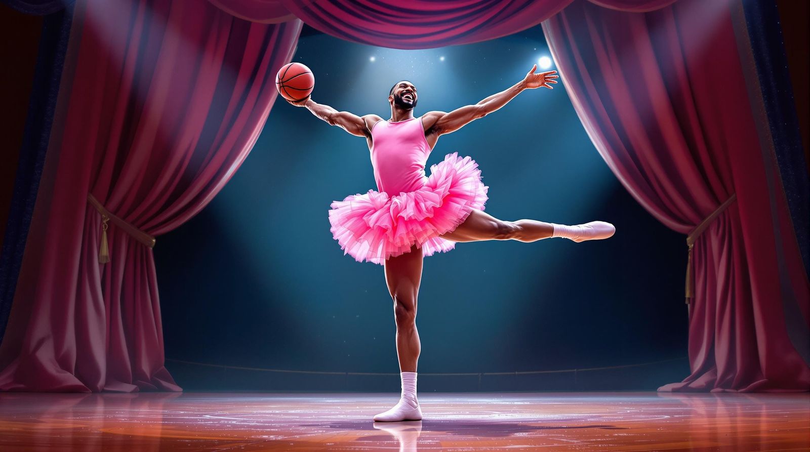 Athlete Dances with Joy in Pink Tutu