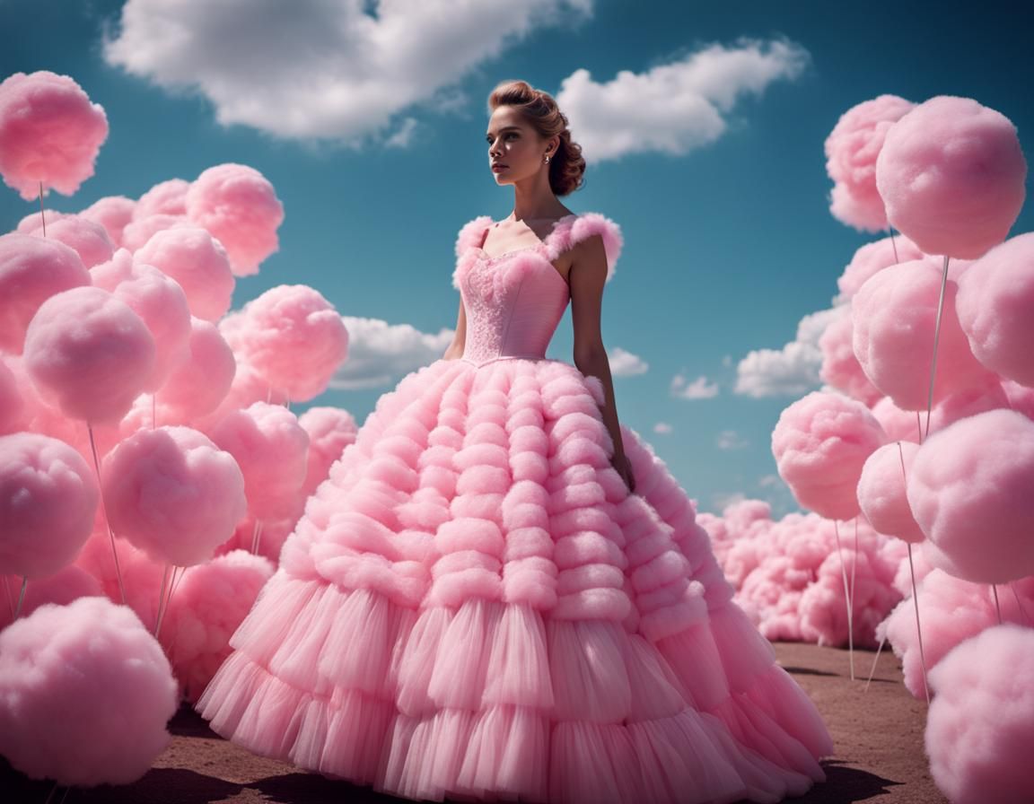 Cotton Candy Dress: Hyperrealistic Cinematic Still