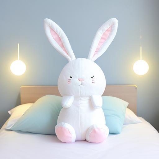 Cute Moon Rabbit Plushie in Girl's Bedroom