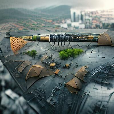 Post-Apocalyptic Umbrella City: Detailed Matte Painting