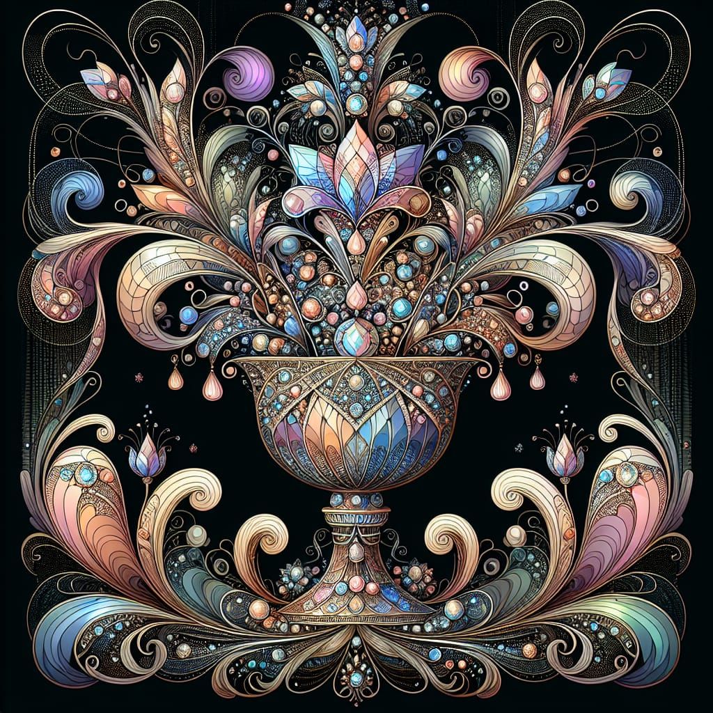 Iridescent Glassware in Art Nouveau Style