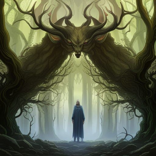 Demon Leshy in Nightmare Forest, Detailed Art