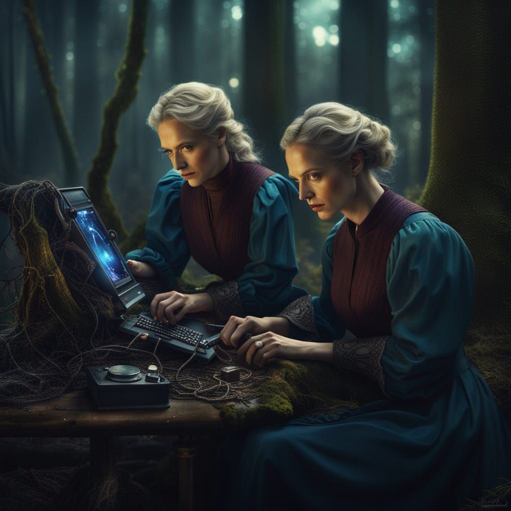 Swedish Inventors Constructing Computer, Detailed Matte Pain...