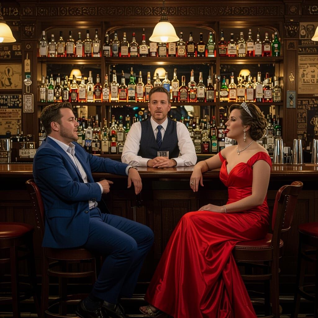 Humorous Bar Scene with Drunk Patrons