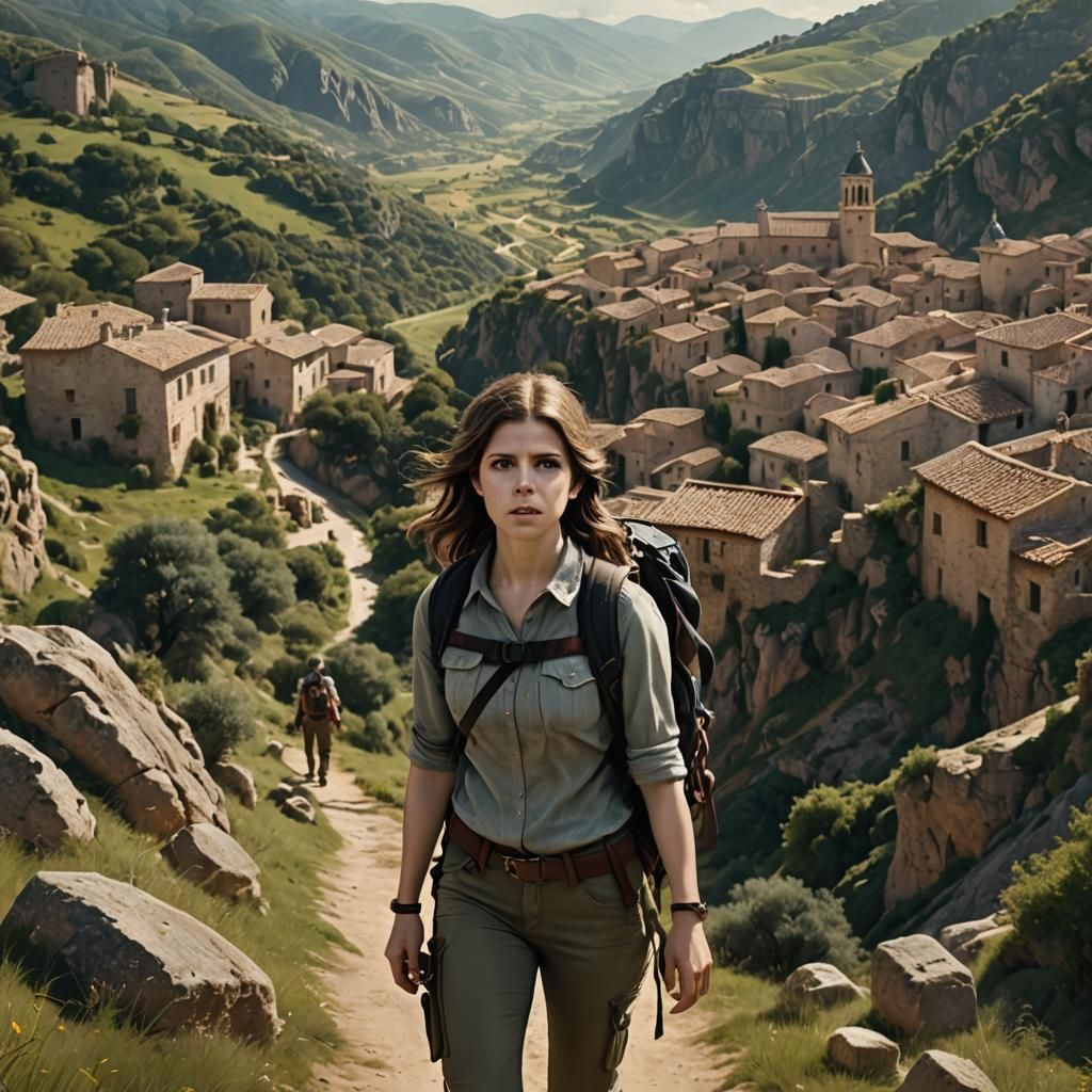 Anna Kendrick Hikes in Spanish Countryside