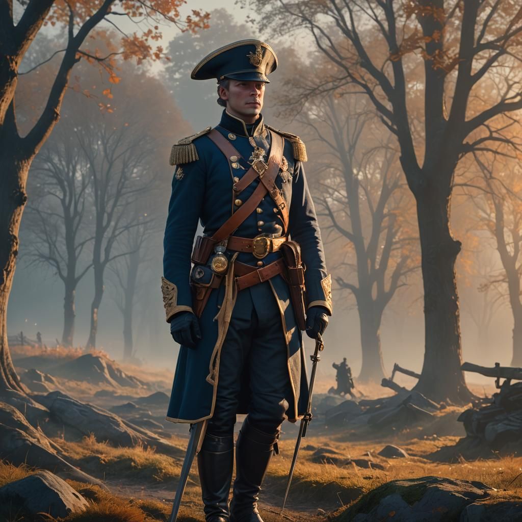 Prussian Officer in Golden Hour: Fantasy Art