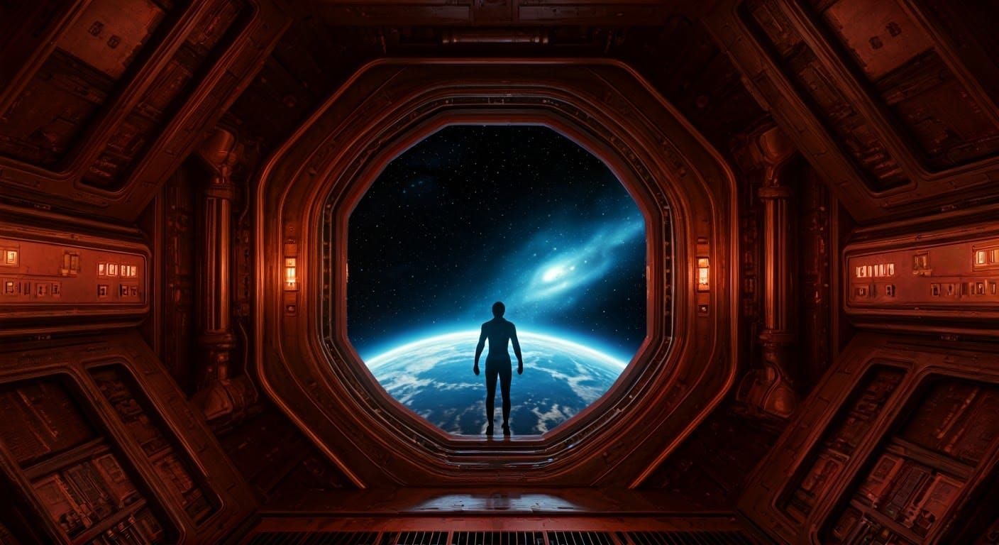 Cosmic Horror Spacecraft: Futuristic Airlock in Space