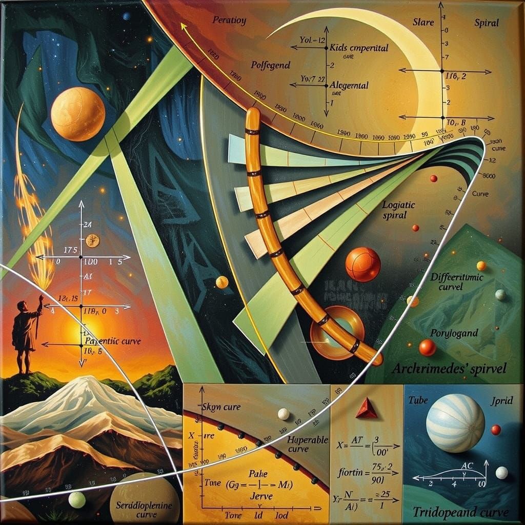 Mathematical Curves and Spirals in Abstract Art