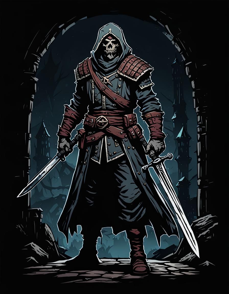 Man with Sword in Darkest Dungeon Style