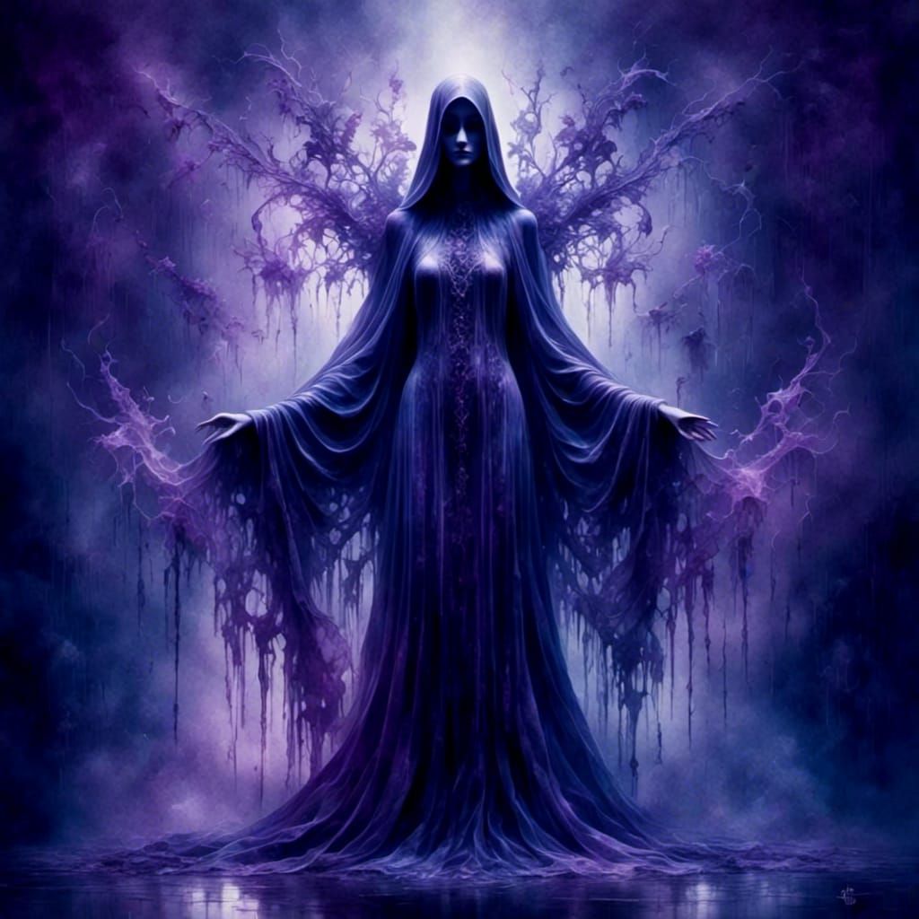 Esoteric Ink Blot in Gothic Attire Oil Painting