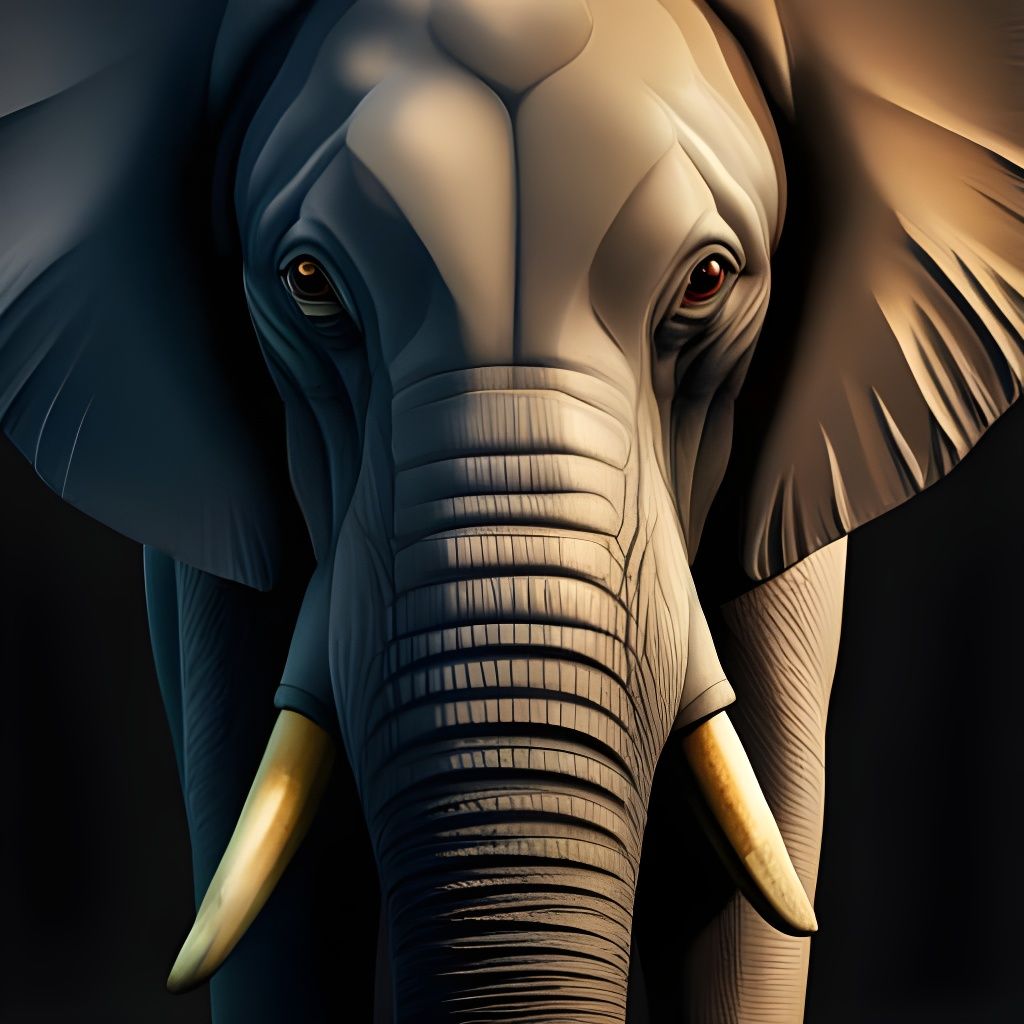 Photorealistic Elephant Portrait in Detailed Matte Painting