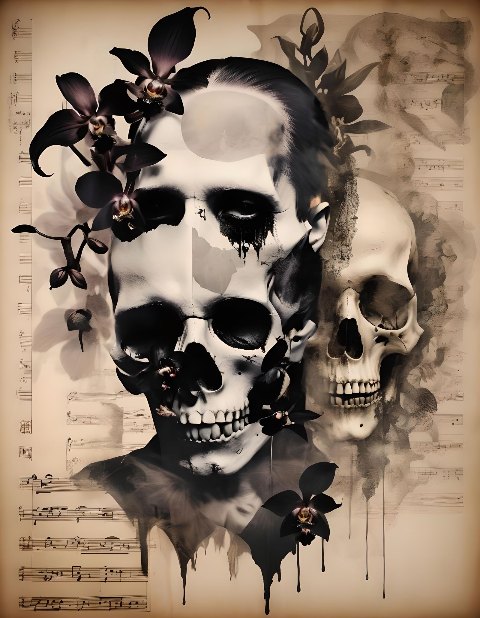 Marilyn Manson Double Exposure Portrait with Skull