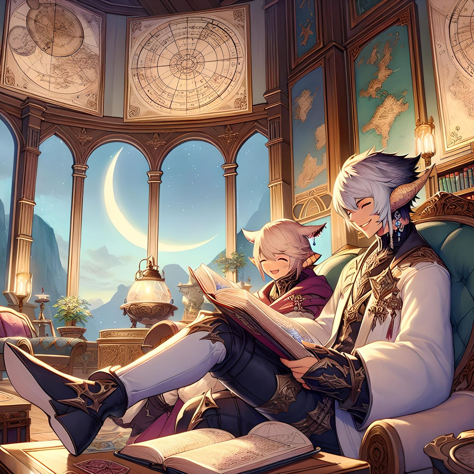 Cozy Astrologian's Room in Manga Style