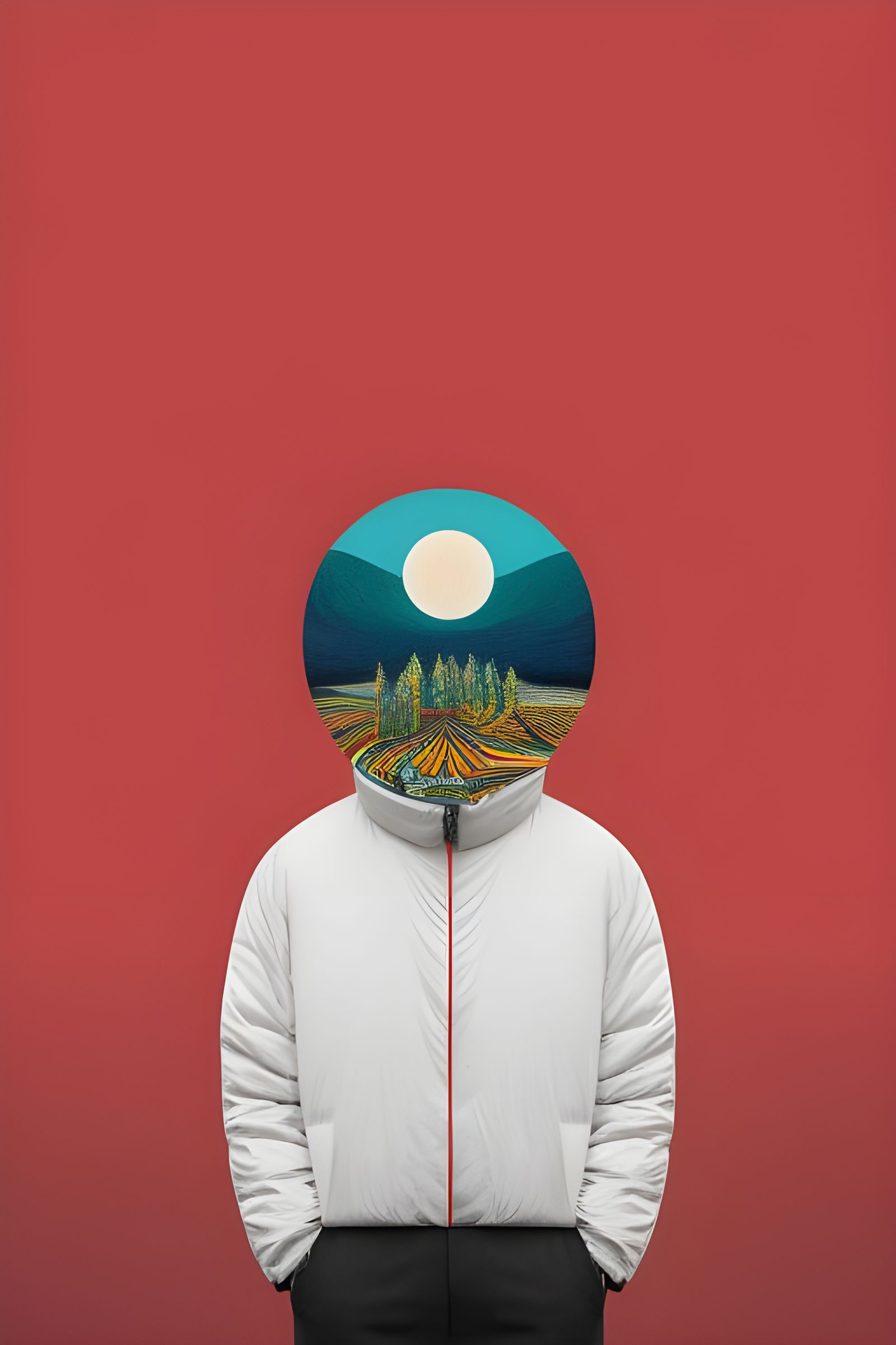 Surreal Strange Head in Mixed Media Illustration