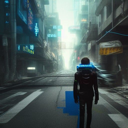 Futuristic Cyberpunk Scene in Hyperrealism