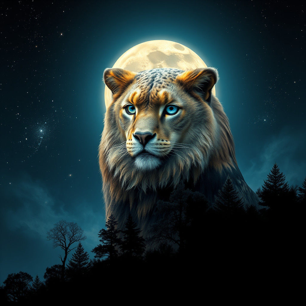 Ethereal Long-Haired Wolf with Cosmic Aura