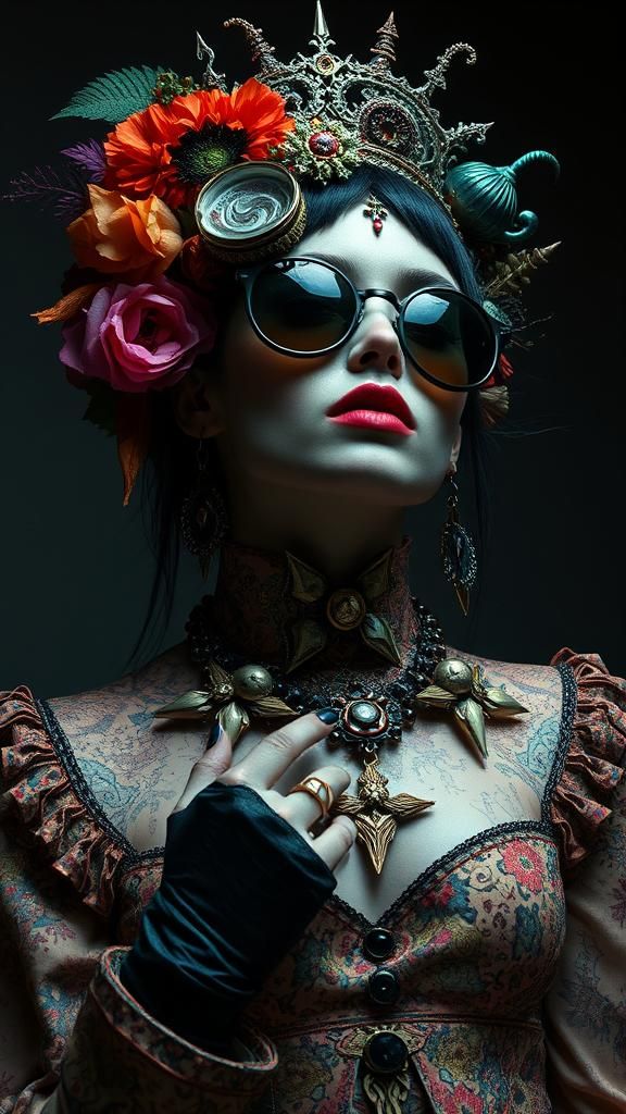 Avant-Garde Dystopian Portrait with Bold Colors