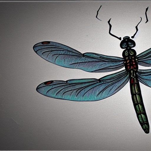 Detailed Dragonfly Sketch in Matte Painting Style
