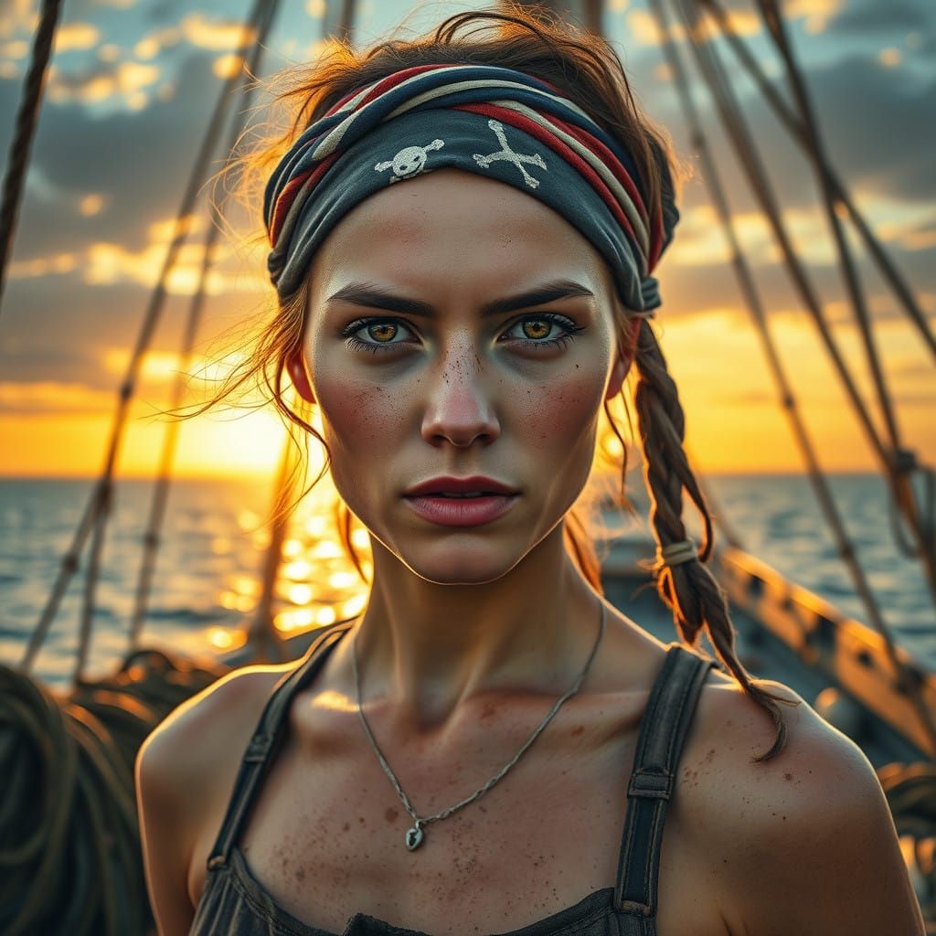 Tough Sea Captain in Sunset